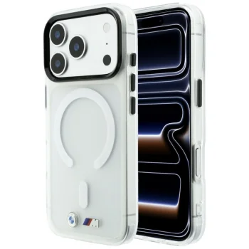 BMW dėklas iPhone 18 Pro / 17 Pro M IML Frosted Metal Logo & Trims MagSafe, skaidrus