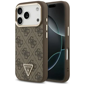 Guess 4G Triangle Logo MagSafe dėklas iPhone 17 Pro / 18 Pro, rudas