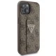 Guess dėklas iPhone 15 telefonui Grip Stand 4G Triangle Strass, rudas