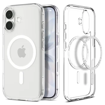 Spigen Ultra Hybrid Mag dėklas iPhone 17 telefonui, skaidrus / baltas