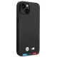 BMW iPhone 14 Case Leather Stamp Tricolor, Black