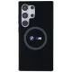 BMW dėklas Samsung Galaxy S24 Ultra telefonui Silicone Printed Ring MagSafe, juodas