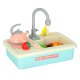 Kids sink with accessories, running water, kettle, induction hob, XXL, blue