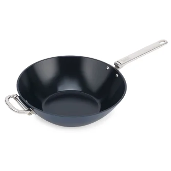 Wok keptuvė Joseph Joseph Space 32 cm su nulenkiamomis rankenomis, mėlyna