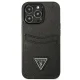 Apple iPhone 13 Pro Guess Saffiano Triangle Logo dėklas su kortelių skyriumi, juodas