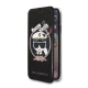 Karl Lagerfeld Signature Glitter atverčiamasis dėklas iPhone X / XS, juodas