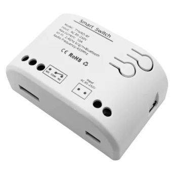 TUYA išmanusis relinis jungiklis 1 kanalo Wi-Fi, RF, 10A, AC 85-250V, baltas
