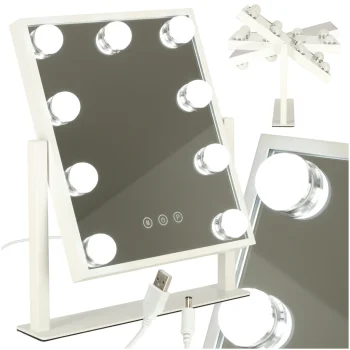 Makiažo veidrodis su 9 LED lemputėmis, USB, 25x30 cm