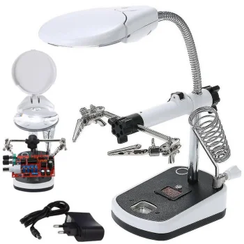 Helping Hand Magnifier 3.5x 10x with 5 LED Light for Soldering