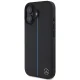 Mercedes dėklas iPhone 16 telefonui Blue Line Leather MagSafe, juodas