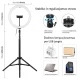 LED žiedinė lempa 30cm su stovu iki 1.65m ir telefono laikikliu, USB