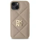 DKNY dėklas iPhone 14 telefonui Quilted Stack Logo, smėlio spalvos