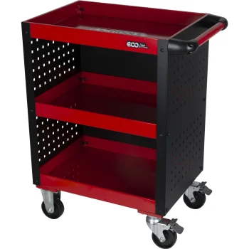 Dirbtuvių serviso vežimėlis KS Tools ECOline, 3 lentynos, raudonas / juodas