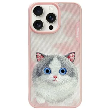 Nimmy iPhone 15 Pro Max dėklas Big Eyed Pet 2.0 Cat, rožinis