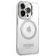 \"Guess Metal Outline MagSafe\" dėklas iPhone 14 Pro telefonui, sidabrinis