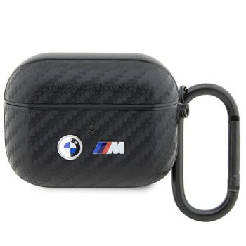 BMW AirPods Pro dėklas Carbon Double Metal Logo, juodas