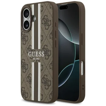 Guess 4G Printed Stripes MagSafe Case for iPhone 17, Brown