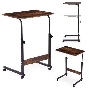 ModernHome Mobile Laptop Table, Adjustable Height, Walnut