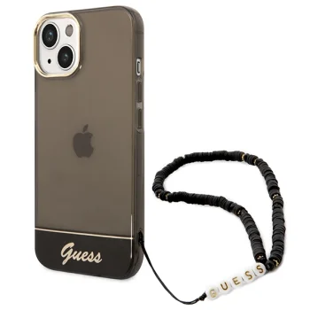 Guess Translucent Pearl Strap Case for iPhone 14, Black