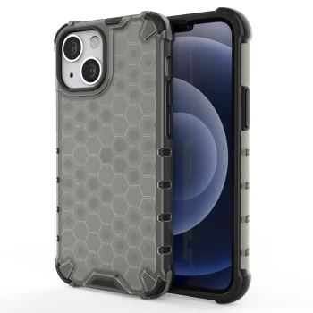 Apsauginis dėklas iPhone 13 mini Honeycomb Case su TPU rėmeliu, juodas