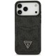 Guess 4G Double Card Triangle dėklas iPhone 17 Pro Max telefonui, juodas
