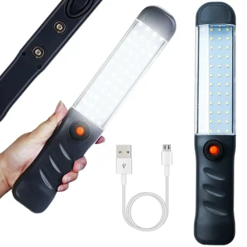 Įkraunamas 48 COB LED darbo žibintas su USB, kabliuku ir magnetu