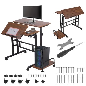 Maclean Mobilus ergonomiškas stalas, juodas, 80x60cm, MC-124 B
