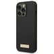 Guess Silicone Logo Plate MagSafe dėklas iPhone 14 Pro Max, juodas