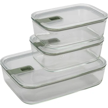 Mepal EasyClip stiklinių maisto indelių rinkinys, 3 vnt., nordic sage