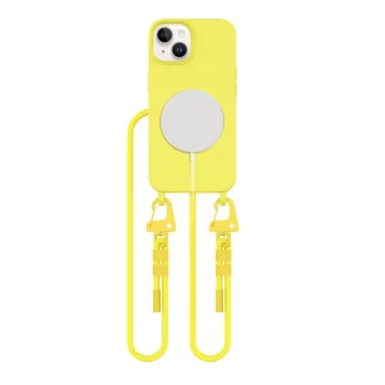 Tech-Protect Magnecklace MagSafe dėklas iPhone 15 su virvele, geltonas