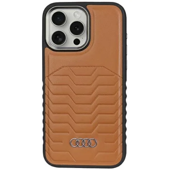 Audi dėklas iPhone 14 Pro Max telefonui su MagSafe, rudas