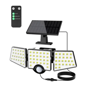 LEPRO 640005-DW saulės LED šviestuvas su judesio jutikliu ir pulteliu, 1000 lm, IP65, baltas