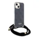 Guess dėklas iPhone 15 / 14 / 13 su virvele Crossbody Cord 4G Print, juodas