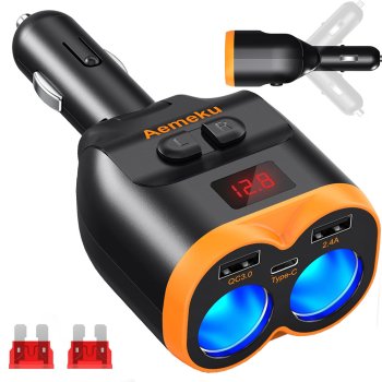 Automobilinio pridegiklio lizdo šakotuvas 12-24V 2xUSB-A 1xUSB-C QC 3.0 80W
