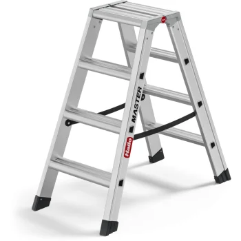 Dvipusės kopėčios Hailo Master D100, 2 x 4 pakopos, sidabrinės