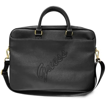 Guess Saffiano Script 16" nešiojamojo kompiuterio krepšys juodas