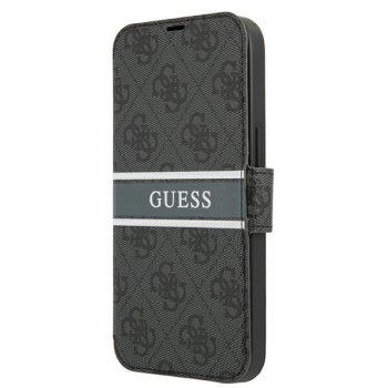 Guess 4G Stripe atverčiamasis dėklas iPhone 13 mini, pilkas