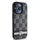 DKNY iPhone 15 Pro Case Leather Checkered Mono Pattern, Black