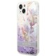 Guess Flower Liquid Glitter dėklas, skirtas iPhone 14 Plus, violetinis