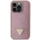 Guess Rhinestone Triangle dėklas iPhone 14 Pro telefonui, rožinis