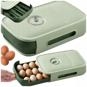 Green Egg Storage Container Drawer for Refrigerator, 18 Eggs