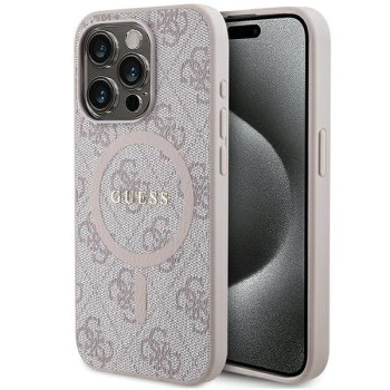 Guess iPhone 15 Pro Max dėklas 4G Collection MagSafe, rožinis