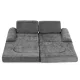 ECOTOYS didelė modulinė vaikiška sofa-lova, 10 dalių, pilka