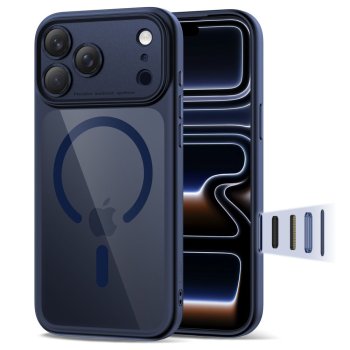 Tech-Protect Magpeak Magsafe CC Case for iPhone 17 Pro, Clear Navy Blue