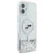 Karl Lagerfeld dėklas iPhone 16 telefonui Liquid Glitter Karl & Choupette MagSafe, skaidrus