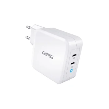 Choetech GaN 100W PD Sieninis Įkroviklis, 2x USB-C, Baltas