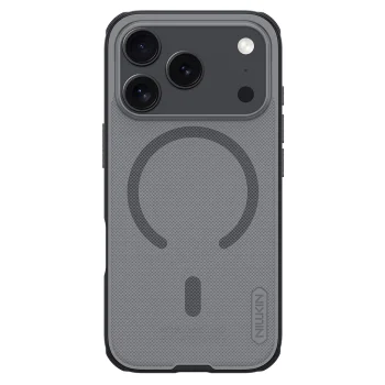 „iPhone 17 Pro“ dėklas Nillkin Super Frosted Shield Pro Magnetic, permatomas juodas