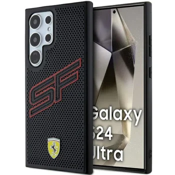 Ferrari Big SF Perforated dėklas Samsung Galaxy S24 Ultra telefonui, juodas