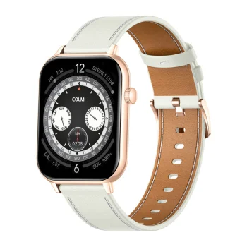 Colmi C28 Smartwatch, Gold / White Leather