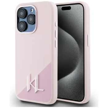 Karl Lagerfeld dėklas iPhone 15 Pro Max telefonui su MagSafe, rožinis